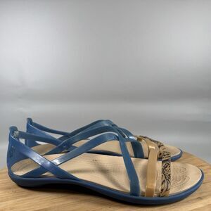 Crocs Isabella Sandals Strappy Blue Jelly Slip-On Comfort Shoes Women's Size 9